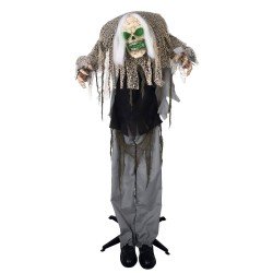 DECORATION HALLOWEEN SQUELETTE MONSTRE BOSSU SON  LUMIERE ET ANIME 160 CM