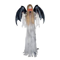 DECORATION HALLOWEEN FURIE BLANCHE ANGE DE LA MORT SON  LUMIERE ET ANIME 170 CM