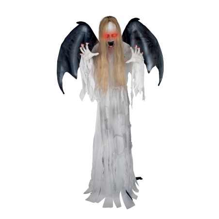 DECORATION HALLOWEEN FURIE BLANCHE ANGE DE LA MORT SON  LUMIERE ET ANIME 170 CM