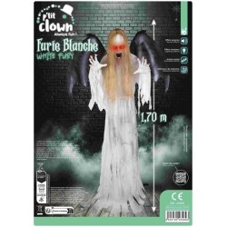 DECORATION HALLOWEEN FURIE BLANCHE ANGE DE LA MORT SON  LUMIERE ET ANIME 170 CM