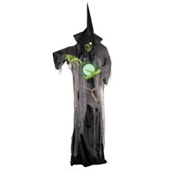 DECORATION HALLOWEEN SORCIERE XXL BOULE DE CRISTAL SON  LUMIERE ET ANIME 305 CM