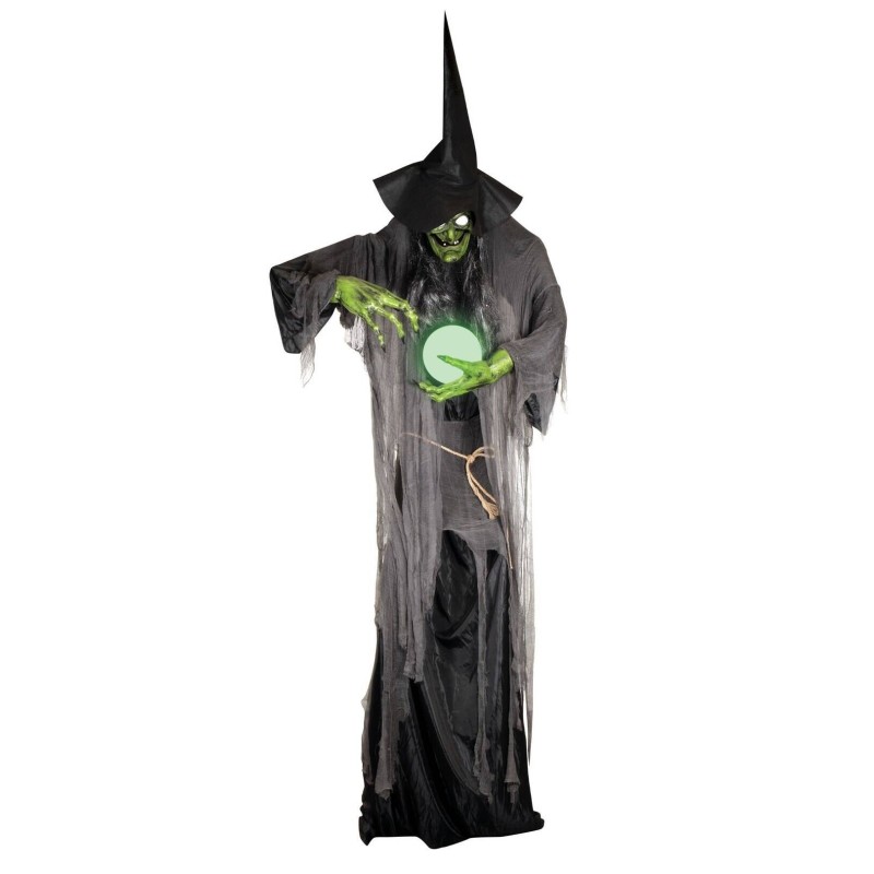 DECORATION HALLOWEEN SORCIERE XXL BOULE DE CRISTAL SON  LUMIERE ET ANIME 305 CM