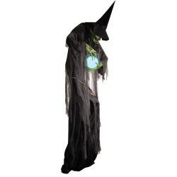 DECORATION HALLOWEEN SORCIERE XXL BOULE DE CRISTAL SON  LUMIERE ET ANIME 305 CM