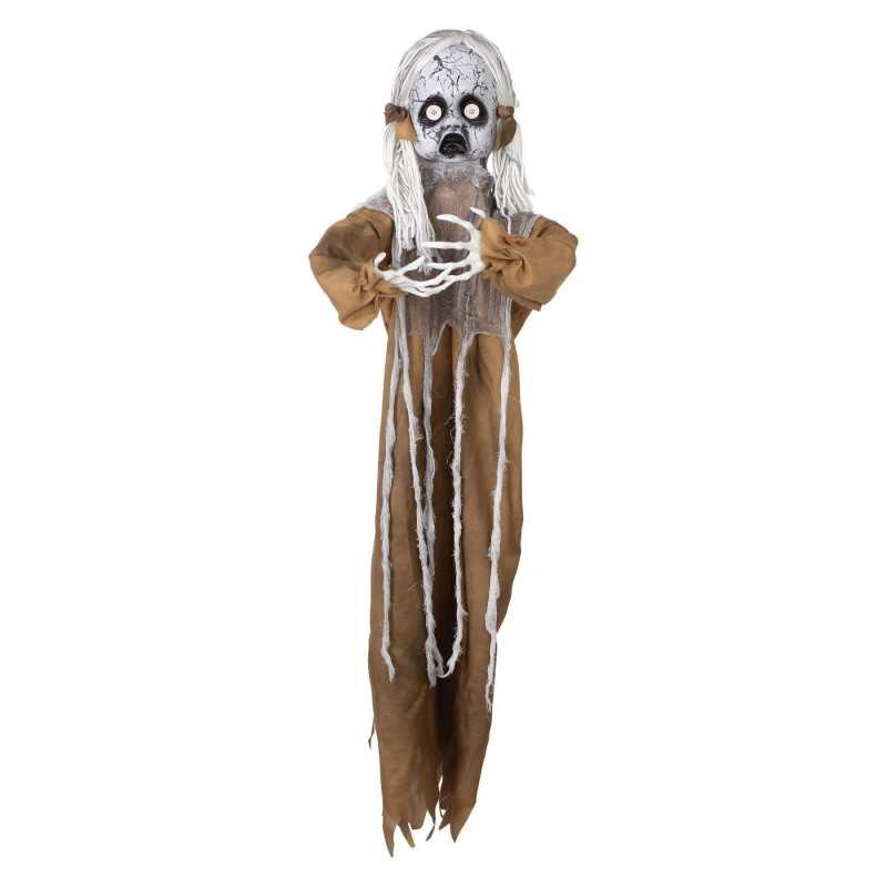 DECORATION HALLOWEEN POUPEE EFFRAYANTE A SUSPENDRE SON LUMIERE ET ANIME 120 CM