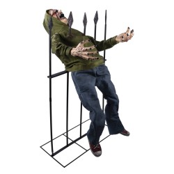 DECORATION HALLOWEEN ZOMBIE EMPALE SON  LUMIERE ET ANIME 140 CM