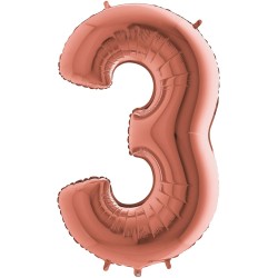 BALLON METALLIQUE CHIFFRE 3 ROSE GOLD 66 CM