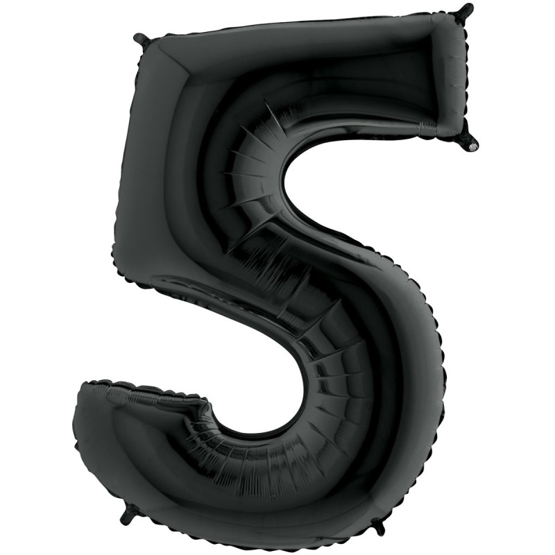 BALLON METALLIQUE CHIFFRE 5 NOIR 66 CM BALLON METALLIQUE CHIFFRE 5 NOIR 66 CM