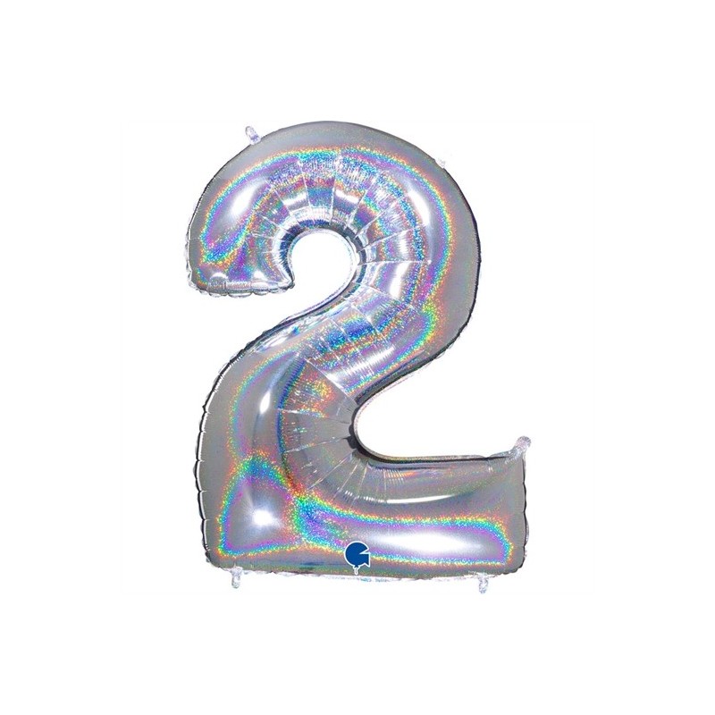 BALLON METALLIQUE CHIFFRE 2 HOLOGRAPHIQUE 66 CM BALLON METALLIQUE CHIFFRE 2 HOLOGRAPHIQUE 66 CM