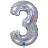 BALLON METALLIQUE CHIFFRE 3 HOLOGRAPHIQUE 66 CM BALLON METALLIQUE CHIFFRE 3 HOLOGRAPHIQUE 66 CM