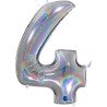 BALLON METALLIQUE CHIFFRE 4 HOLOGRAPHIQUE 66 CM