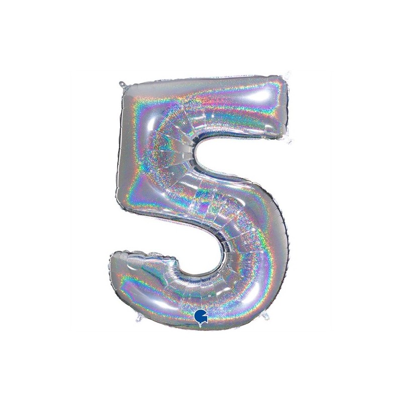 BALLON METALLIQUE CHIFFRE 5 HOLOGRAPHIQUE 66 CM BALLON METALLIQUE CHIFFRE 5 HOLOGRAPHIQUE 66 CM