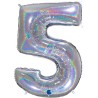 BALLON METALLIQUE CHIFFRE 5 HOLOGRAPHIQUE 66 CM BALLON METALLIQUE CHIFFRE 5 HOLOGRAPHIQUE 66 CM