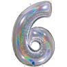 BALLON METALLIQUE CHIFFRE 6 HOLOGRAPHIQUE 66 CM BALLON METALLIQUE CHIFFRE 6 HOLOGRAPHIQUE 66 CM
