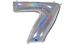 BALLON METALLIQUE CHIFFRE 7 HOLOGRAPHIQUE 66 CM