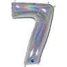 BALLON METALLIQUE CHIFFRE 7 HOLOGRAPHIQUE 66 CM