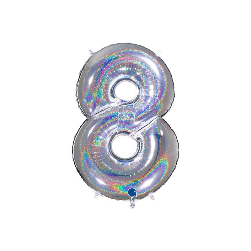 BALLON METALLIQUE CHIFFRE 8 HOLOGRAPHIQUE 66 CM BALLON METALLIQUE CHIFFRE 8 HOLOGRAPHIQUE 66 CM
