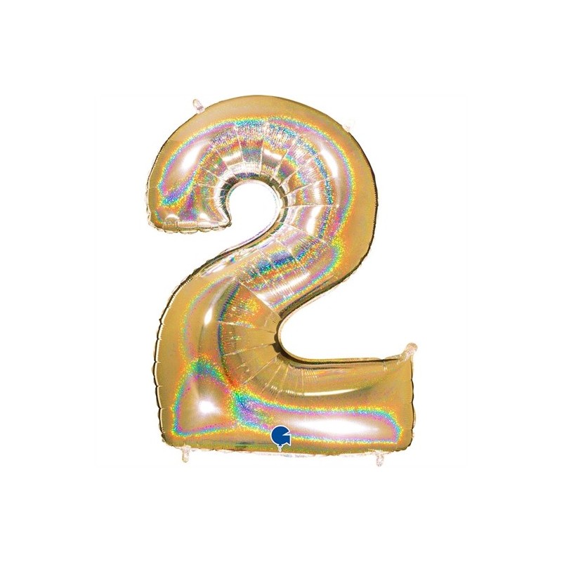 BALLON METALLIQUE CHIFFRE 2 OR HOLOGRAPHIQUE GLITTER 102 CM BALLON METALLIQUE CHIFFRE 2 OR HOLOGRAPHIQUE GLITTER 102 CM