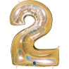 BALLON METALLIQUE CHIFFRE 2 OR HOLOGRAPHIQUE GLITTER 102 CM BALLON METALLIQUE CHIFFRE 2 OR HOLOGRAPHIQUE GLITTER 102 CM