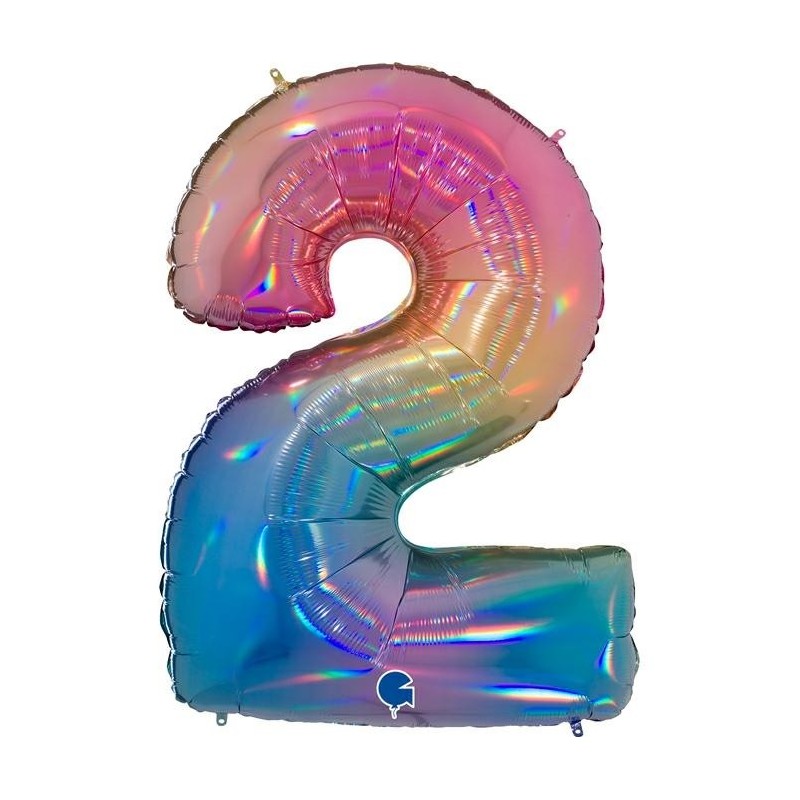 BALLON METALLIQUE CHIFFRE 2 HOLOGRAPHIQUE MULTICOLORE RAINBOW 102 CM  BALLON METALLIQUE CHIFFRE 2 HOLOGRAPHIQUE MULTICOLORE RAINBOW 102 CM