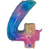 BALLON METALLIQUE CHIFFRE 4 HOLOGRAPHIQUE MULTICOLORE RAINBOW 102 CM  BALLON METALLIQUE CHIFFRE 4 HOLOGRAPHIQUE MULTICOLORE RAINBOW 102 CM