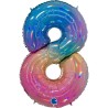 BALLON METALLIQUE CHIFFRE 8 HOLOGRAPHIQUE MULTICOLORE RAINBOW 102 CM  BALLON METALLIQUE CHIFFRE 8 HOLOGRAPHIQUE MULTICOLORE RAINBOW 102 CM