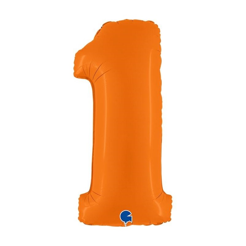 BALLON METALLIQUE CHIFFRE 1 ORANGE MAT 102 CM  BALLON METALLIQUE CHIFFRE 1 ORANGE MAT 102 CM