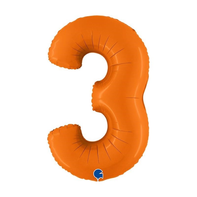 BALLON METALLIQUE CHIFFRE 3 ORANGE MAT 102 CM  BALLON METALLIQUE CHIFFRE 3 ORANGE MAT 102 CM
