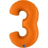 BALLON METALLIQUE CHIFFRE 3 ORANGE MAT 102 CM  BALLON METALLIQUE CHIFFRE 3 ORANGE MAT 102 CM