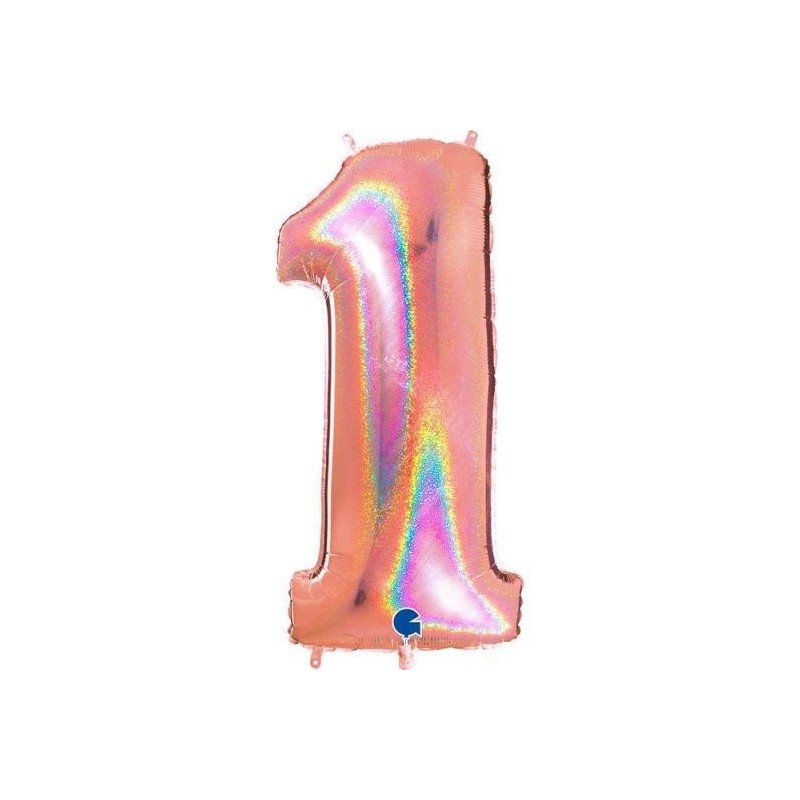 BALLON METALLIQUE CHIFFRE 1 ROSE GOLD HOLOGRAPHIQUE 102CM BALLON METALLIQUE CHIFFRE 1 ROSE GOLD HOLOGRAPHIQUE 102CM