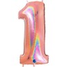 BALLON METALLIQUE CHIFFRE 1 ROSE GOLD HOLOGRAPHIQUE 102CM BALLON METALLIQUE CHIFFRE 1 ROSE GOLD HOLOGRAPHIQUE 102CM