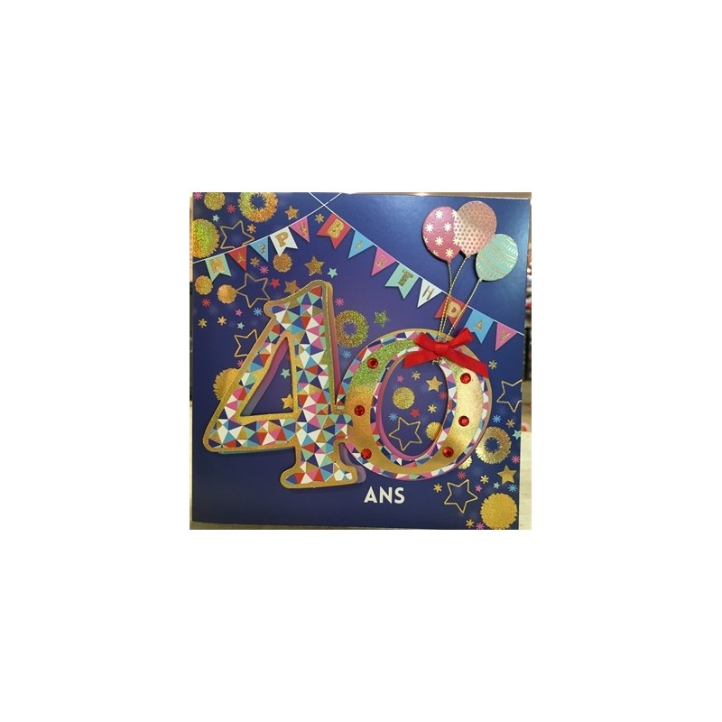 CARTE DOUBLE ANNIVERSAIRE 40 ANS COLL'AGE 18 X 18 CM CARTE DOUBLE ANNIVERSAIRE 40 ANS COLL'AGE 18 X 18 CM