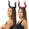 SERRE TETE OU DIADEME CORNES NOIRES MALEFIQUES NOIR OU ROUGE BRILLANT