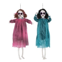 DECORATION HALLOWEEN POUPEE A SUSPENDRE YEUX LUMINEUX