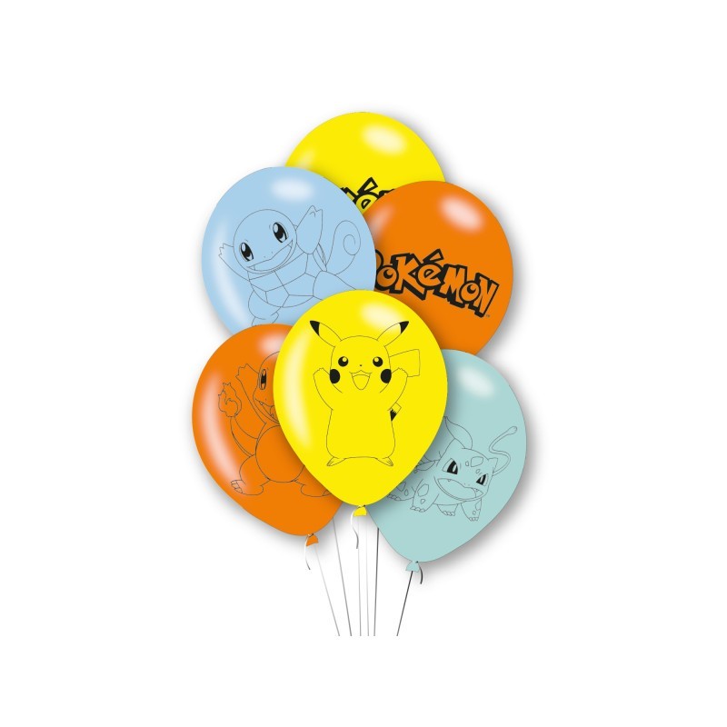 6 BALLONS LATEX POKEMON PIKACHU JAUNE ORANGE VERT BLEU 11" 6 BALLONS LATEX POKEMON PIKACHU JAUNE ORANGE VERT BLEU 11"