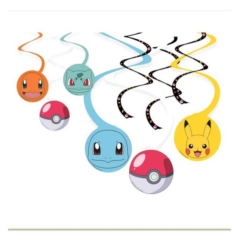 6 DECORATIONS A SPIRALES POKEMON PIKACHU