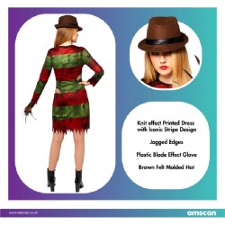 DEGUISEMENT HALLOWEEN  FREDDY KRUEGER FEMME TAILLE 40-42