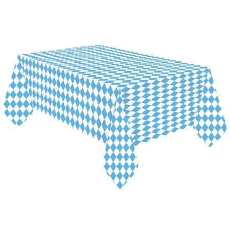 NAPPE EN PAPIER OKTOBERFEST BLEU ET BLANC QUADRILLE 115 X 175 CM