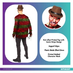 DEGUISEMENT HALLOWEEN  FREDDY KRUEGER HOMME TAILLE 40-42