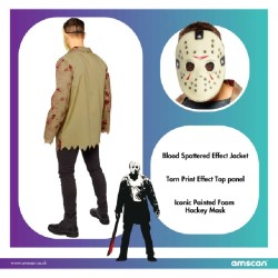 DEGUISEMENT HALLOWEEN  JASON MENS HOMME FRIDAY THE 13 TH TAILLE 40-42