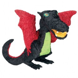 PINATA DRAGON NOIR ET ROUGE EN 3D A TAPER