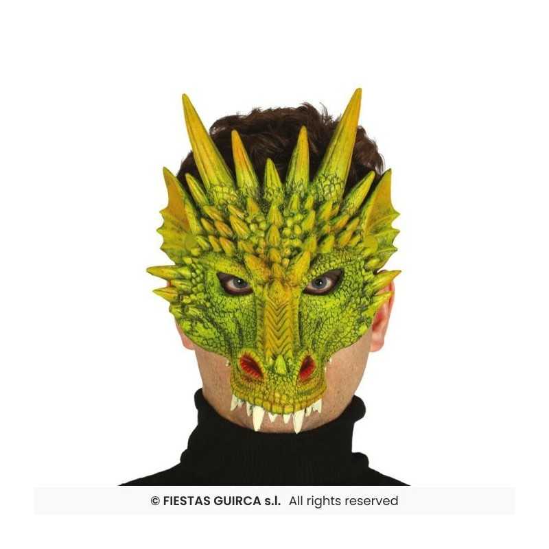 DEMI MASQUE DRAGON VERT EN MOUSSE