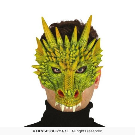 DEMI  MASQUE DRAGON VERT EN MOUSSE
