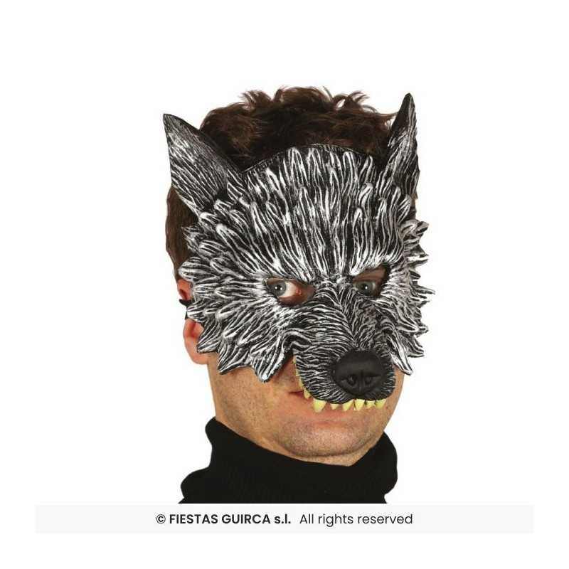 DEMI MASQUE LOUP GRIS EN MOUSSE