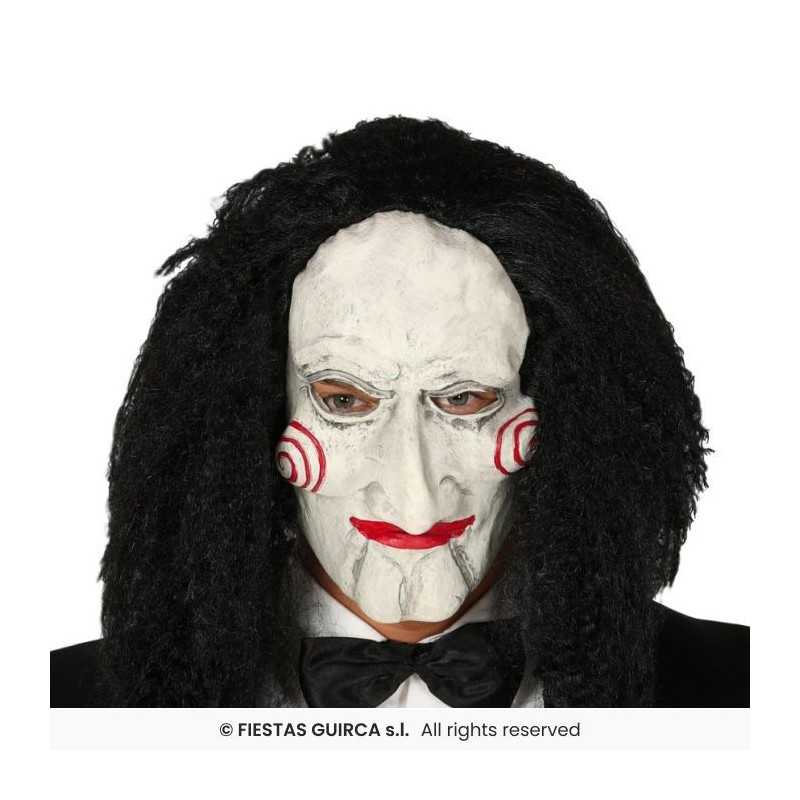 MASQUE DE MARIONNETTE SAW EN LATEX AVEC CHEVEUX