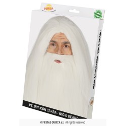 PERRUQUE + BARBE BLANCHE DE MERLIN OU DRUIDE