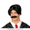 PERRUQUE MERCREDI HOMME CHEVEUX NOIRS + MOUSTACHE