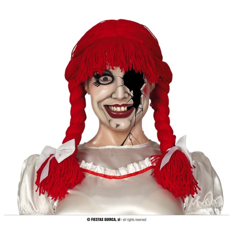 PERRUQUE POUPEE NATTES ROUGE EN LAINE PERRUQUE POUPEE NATTES ROUGE EN LAINE