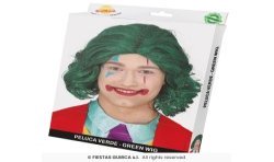 PERRUQUE HOMME CLOWN JOKER CHEVEUX MI LONG VERT