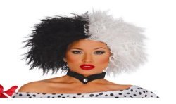 PERRUQUE NOIRE ET BLANCHE FEMME CRUELLE EBOURIFFEE