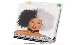 PERRUQUE NOIRE ET BLANCHE FEMME CRUELLE EBOURIFFEE